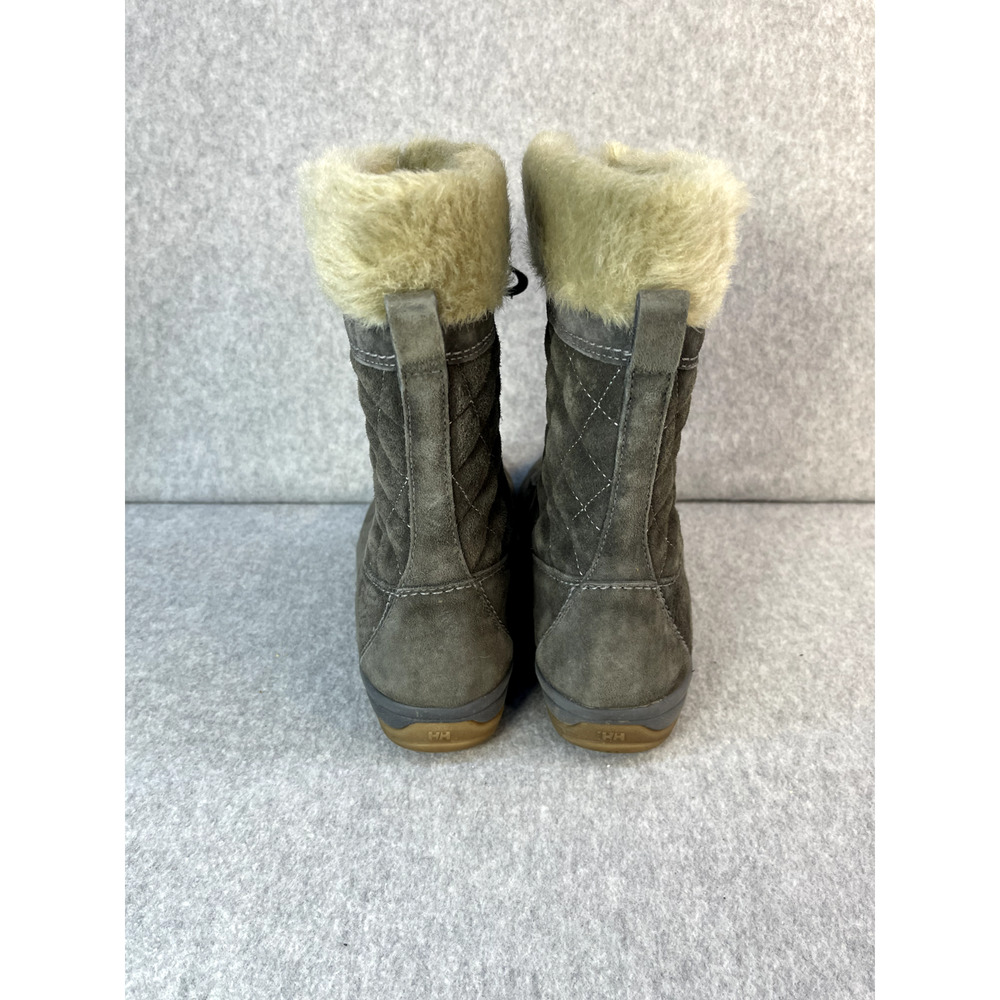 Helly Hansen Gray Suede Leather Quilted Faux Fur Lined Lace Up Boots Sz 7 View 6